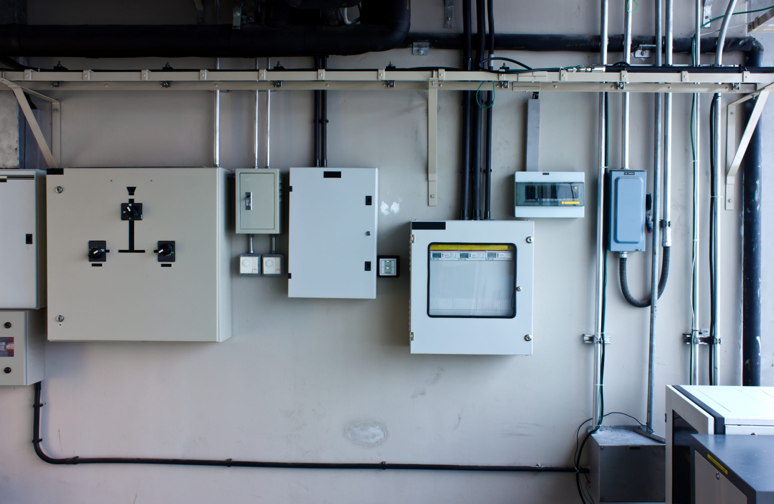 Electric system cabinets in building