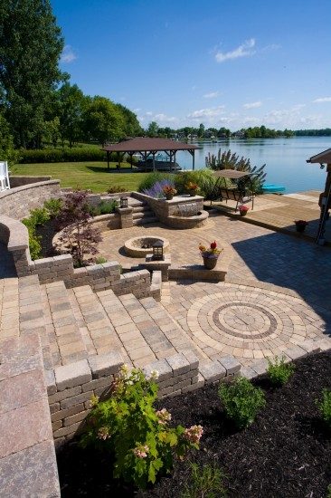 Lake Road, Avon Lake, Ohio – Multi-Tiered Patio With Many Features Allows Entertaining in Style