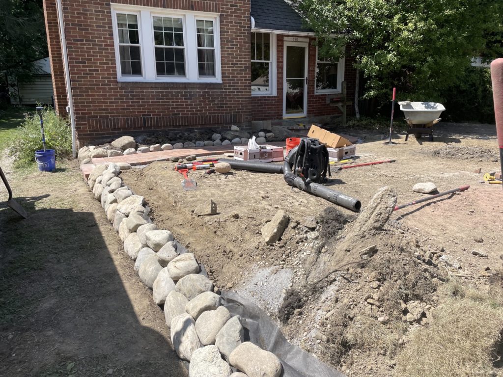 installation of front yard landscaping on a residential property