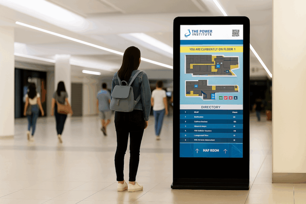 Digital signage being used as a way-finding solution in a retail or corporate environment