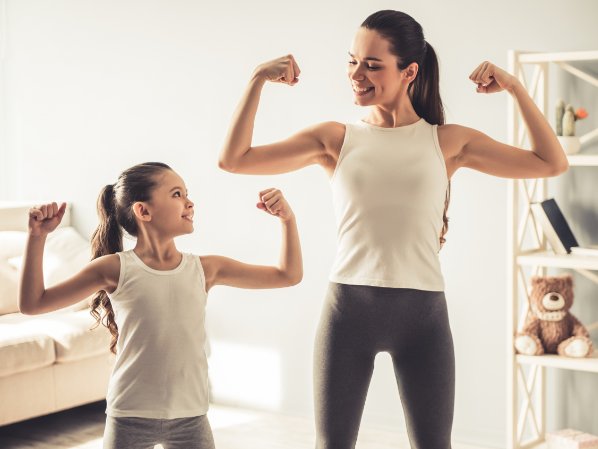 Mother and Daughter Flexing