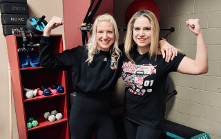 prescription fitness personal trainer lisa ortiz with client after their workout