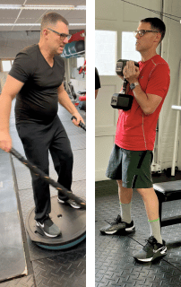 side by side of Mike Black in 2022 and in 2024, the 2 years he has been working out with Prescription Fitness