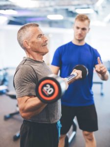 client with prescription fitness personal trainer
