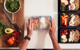 Healthy meal prep with protein, vegetables, whole grains, and nutrient-dense foods