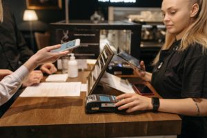 Person checking out at store