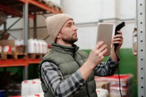 employee checking inventory
