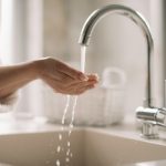 flowing water from the faucet